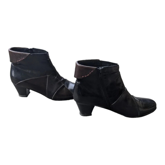 Canal  Grande Leather Ankle Boots Booties Black Brown Patchwork Embroidery 38 - Picture 3 of 10